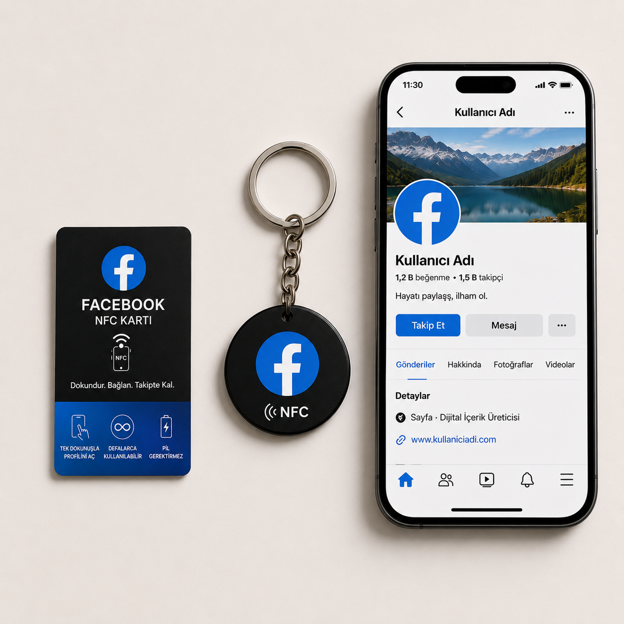 Facebook NFC Anahtarlığı