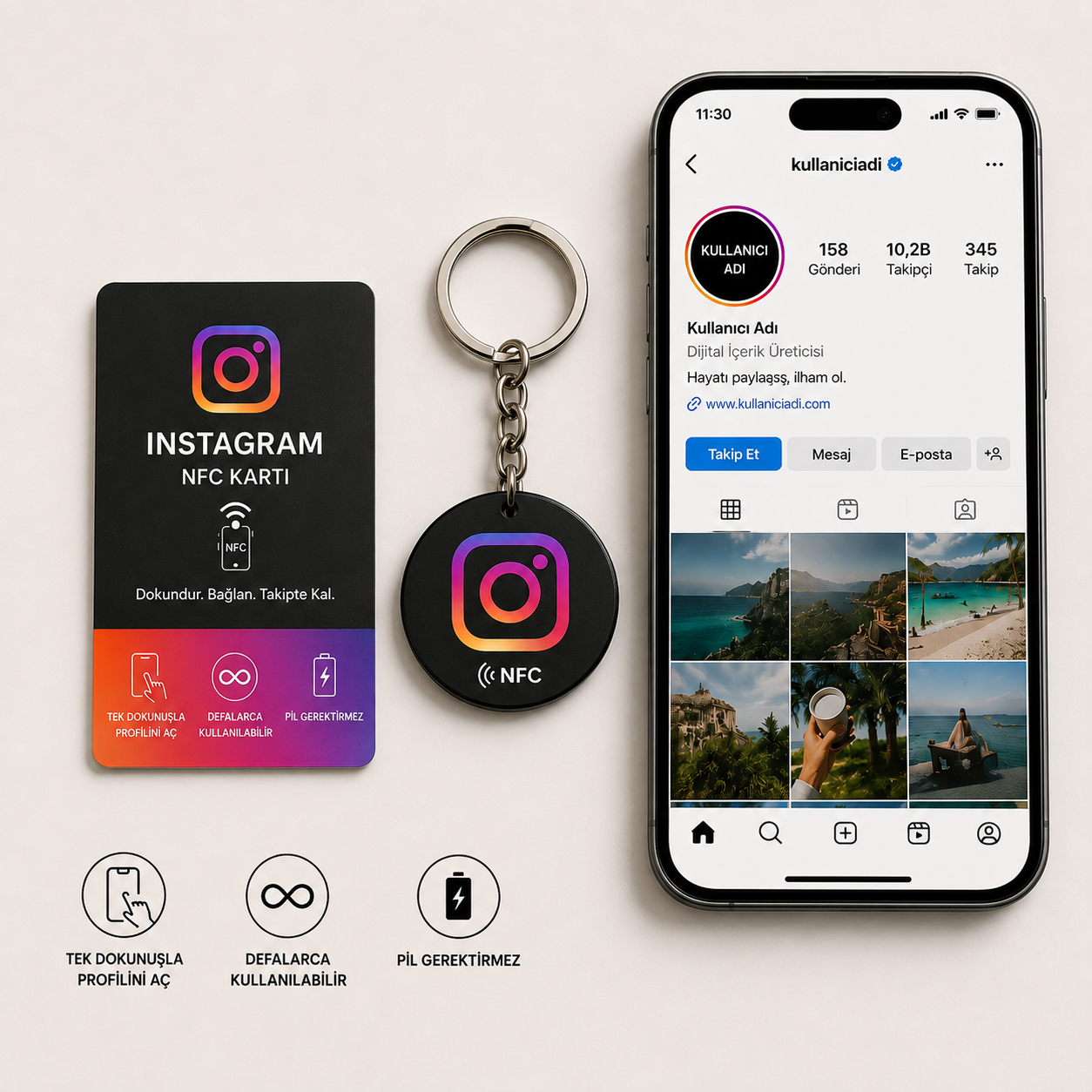 Instagram NFC Anahtarlığı